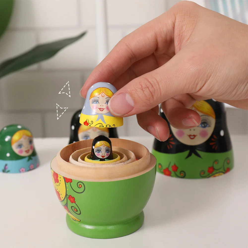 

ULTNICE 5 Pcs Nesting Dolls Adorable Russian Stacking Dolls Collection Green Girl