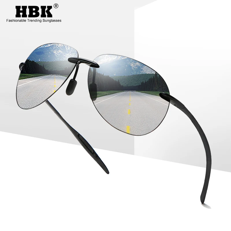 

HBK Men's Classic Pilot Sunglasses Polarized Rimless Sun Glasses For Men Driving Mirror Lens UV400 Oculos Goggle Zonnebril
