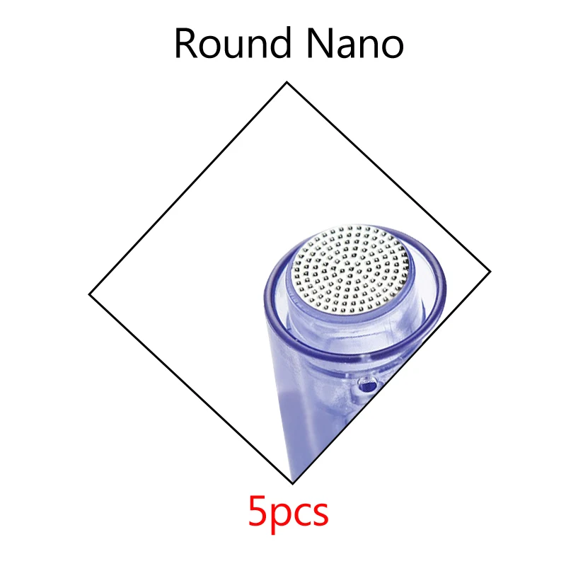 5pcs round nano Профессиональный массажер с микроиглами Meso ручка без игл портативный жизненный инъекции кислоты воды ручной кожи инжекторный пистолет - Цвет: 5pcs round nano