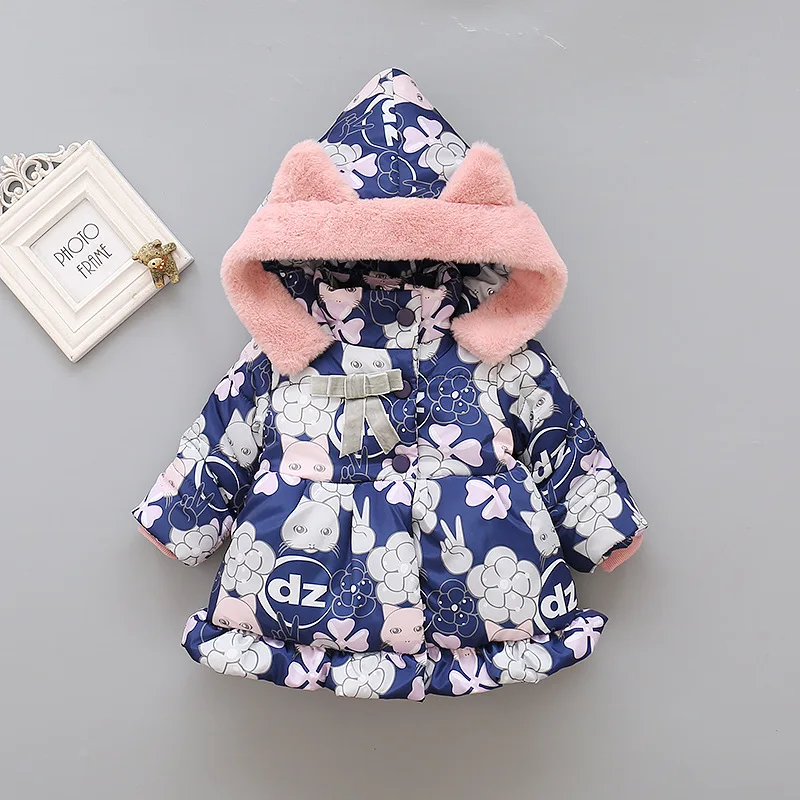 

baby infant girl winter coat cotton padded girls floral hoodied coats jackets kids children jackets clothes
