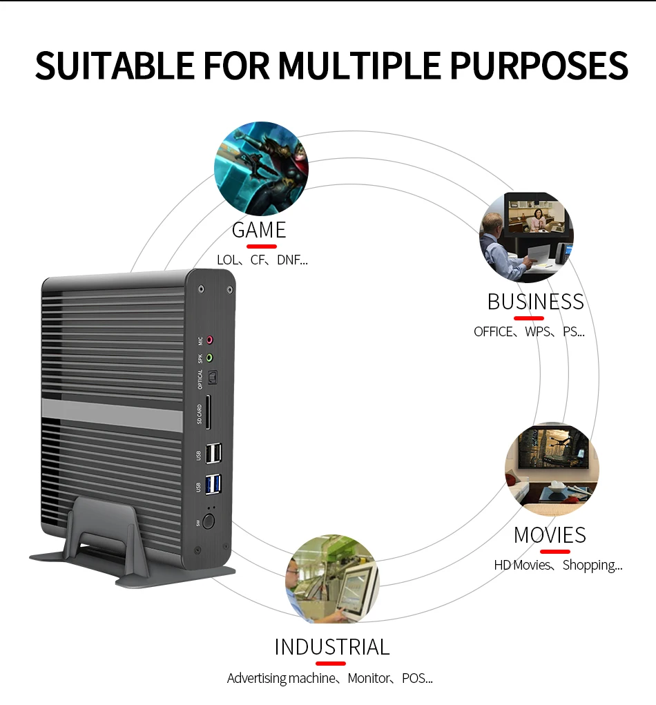 MSECORE Intel I3 7100U I5 7260U I7 7660U Fanless gaming Mini PC Windows 10 HTPC linux game PC Desktop Computer HDMI DP 4K WiFi