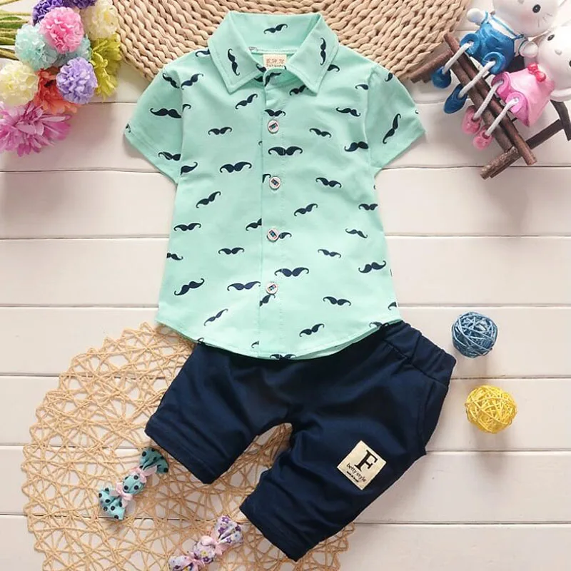 Baby Boys Clothes Sets Toddler Short Sleeve Round Neck T-Shirt + Pants Outfit 2022 Summer Children Casual Cartoon Pattern Suit | Детская