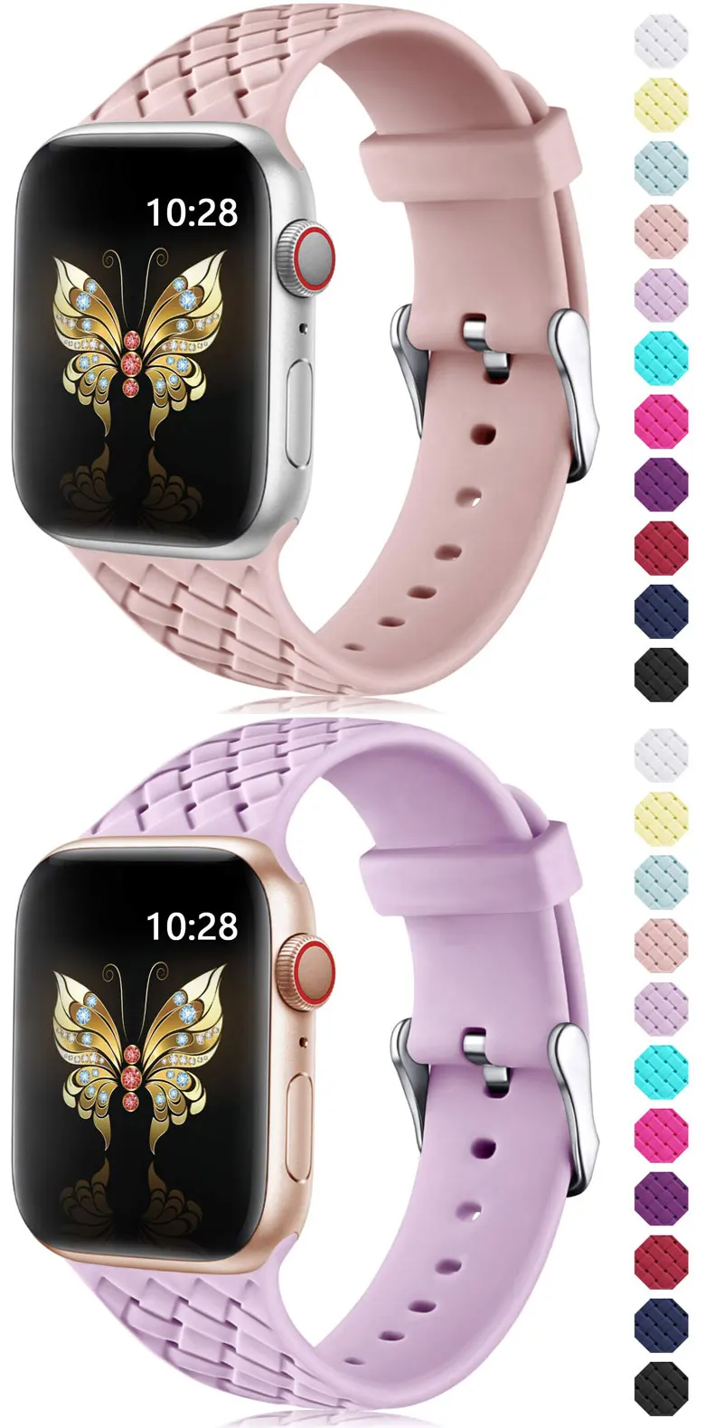 Силиконовый ремешок для apple watch 5 ремешок 44 мм 40 мм iwatch ремешок 42 мм 38 мм тканый узор ремешок для часов apple watch браслет 4 3 2 1