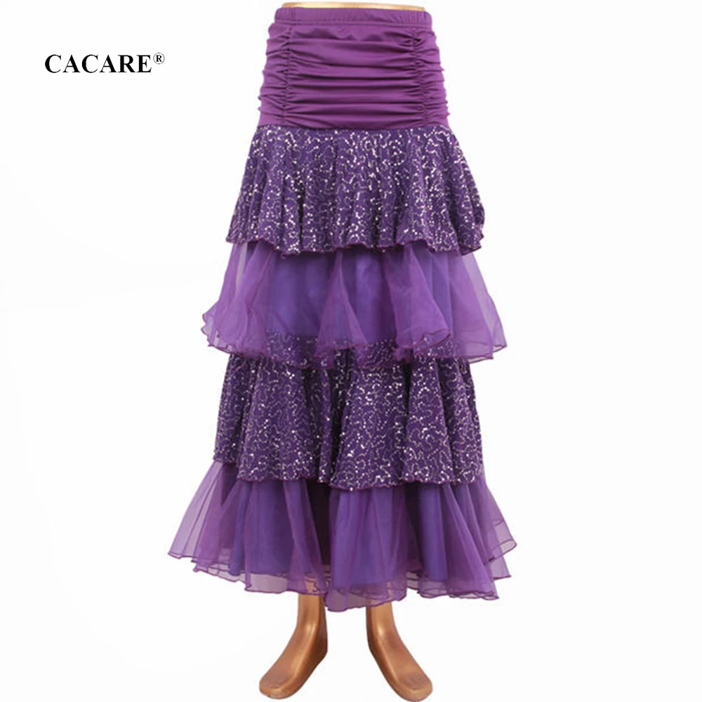 CACARE прозрачные бальных танцев вальса юбка для Для женщин бахрома сальсы