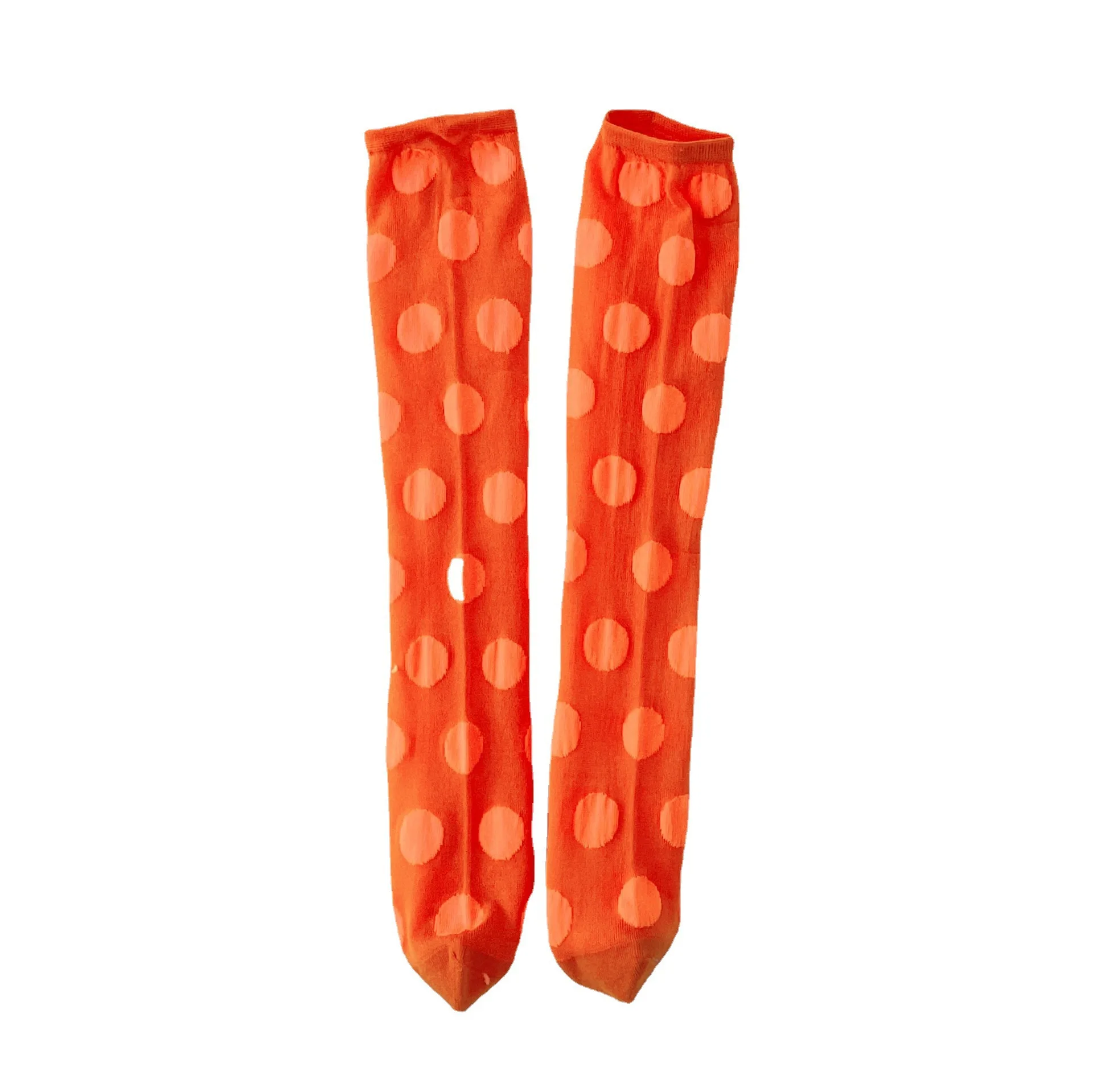 Высокие эластичные носки в горошек для девочек до середины голени, один размер, очень тонкие летние носки ярких цветов, милые стильные летни...