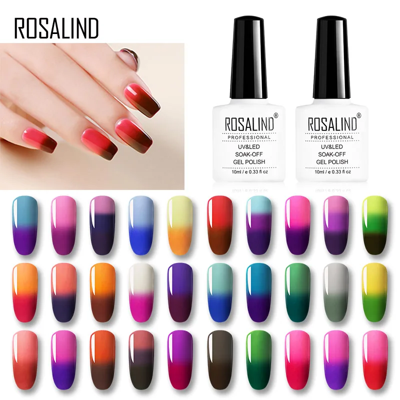 

ROSALIND Gel Nail Polish 10ML Temperature Color Changing UV Nail Art Gel Lacquer Semi Permanent Gel Varnish For Nails Manicure
