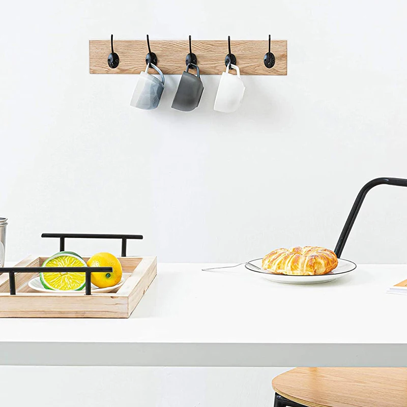 

15 Pack Dual Coat Hooks Wall Mounted with 30 Screws,Heavy Duty Hooks for Hanging Coat,Scarf,Bag,Towel,Key,Hat(Black)