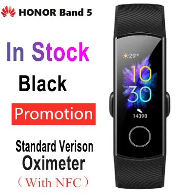 NFC band 5 Black Newst huawei Honor Band 5 4 умный Браслет трекер сердечного ритма монитор сна водонепроницаемый цветной сенсорный экран браслет - Цвет: NFC band 5 Black