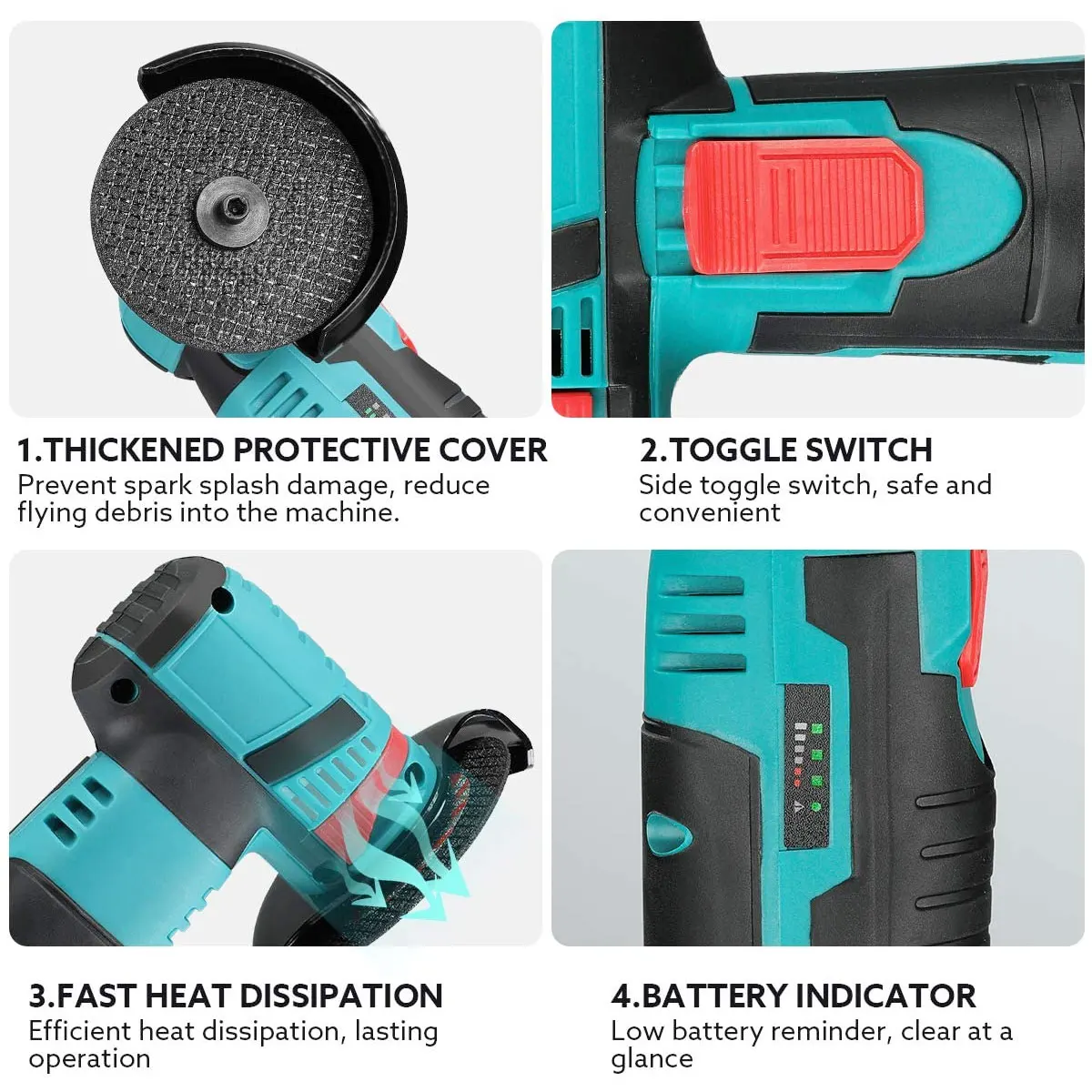 DOERSUPP бесщеточная угловая шлифовальная машина 12 В 800 Вт беспроводная с 2