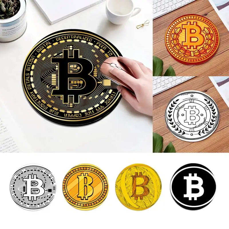 

MaiYaCa Crypto Logos Bitcoin Ethereum Cryptocurrency Locking Edge Mouse Pad Round Mouse Pad Planet Series Mat DIY Custom mat