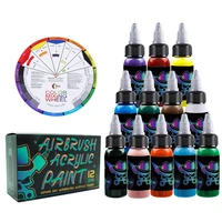 ophir 12 colors airbrush acrylic ink for model painting shoes leather painting nail art airbrush diy paint ta0051 12