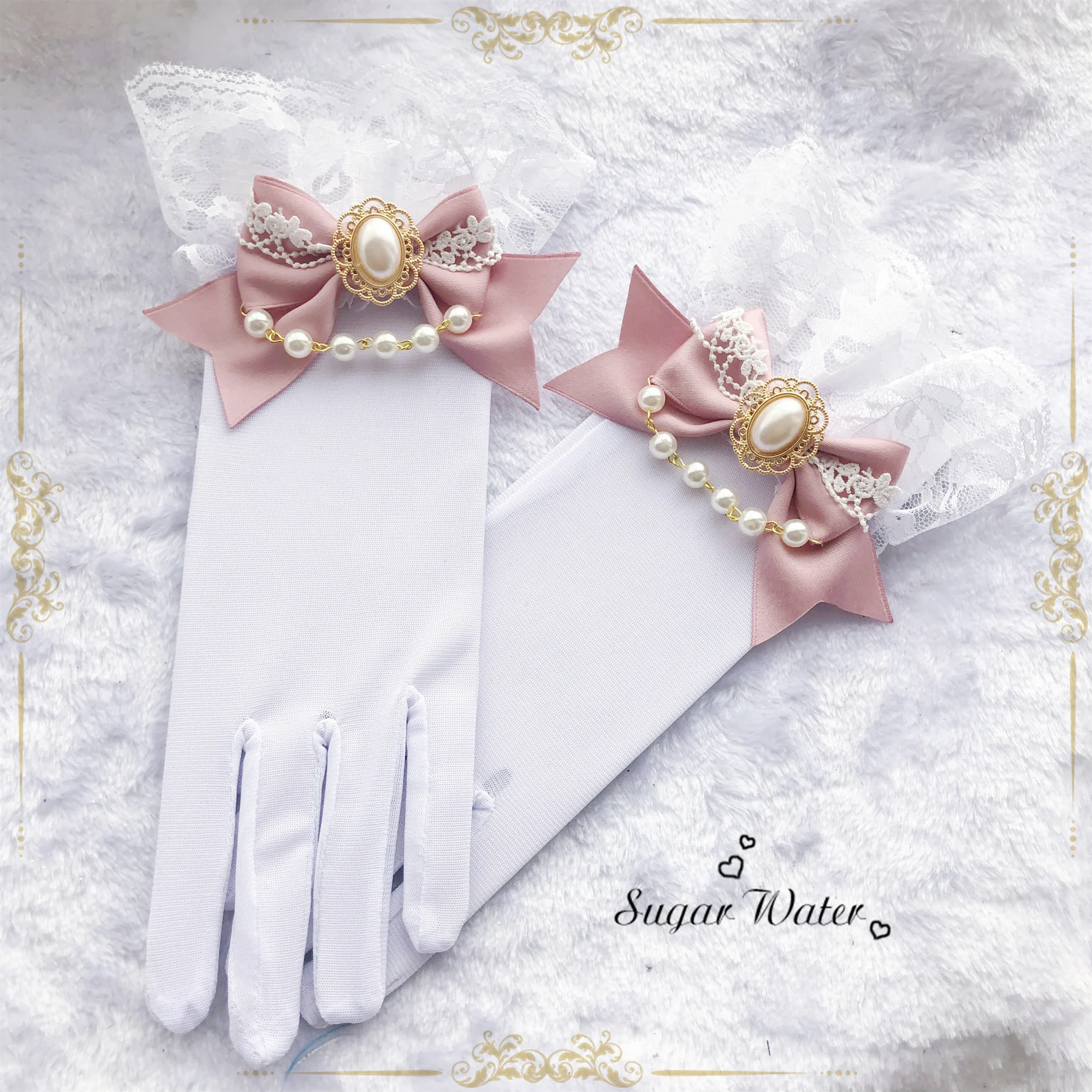 Свадебные перчатки с цветами и жемчужинами для свадебных торжеств Вечерние