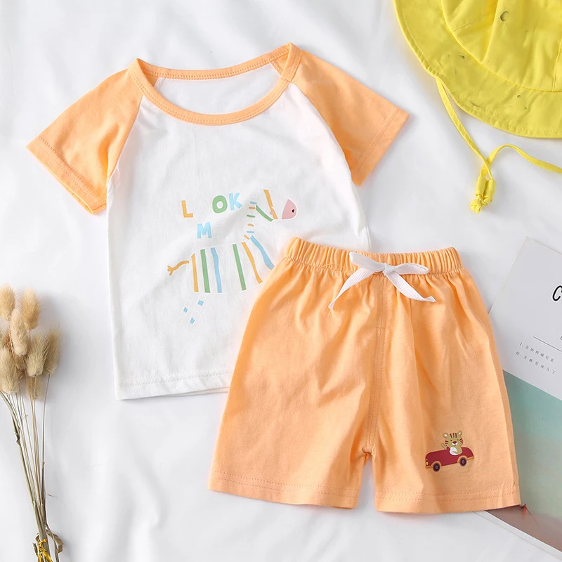 

Summer Girls Clothing Sets 2021 Children's Cartoon Outfits Boys T-Shirt +Shorts Pant 2Piece Suit Kids Cotton Costumes 1 2 3 4 5Y