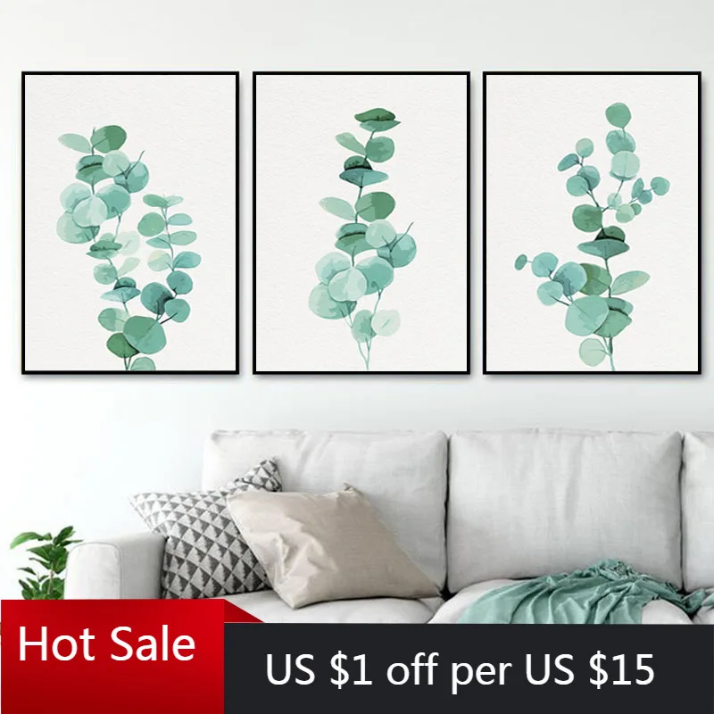 Современная ботаническая Картина на холсте австралийский эвкалипт настенные