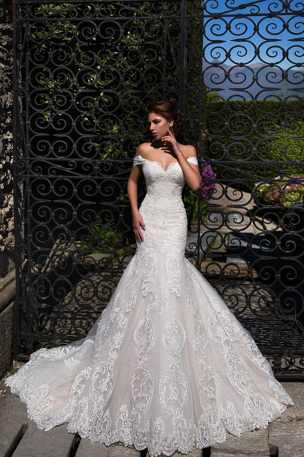 

Vestido de Novia 2020 Sweetheart Lace Bridal Dress Custom made Off the Shoulder Mermaid Wedding Gowns