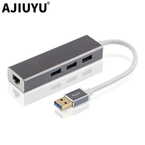 Адаптер AJIUYU, USB usb-хабGigabit Ethernet, RJ45, док-станция, несколько портов для ПК, компьютера, ноутбука, аксессуары, USB 3,0, концентратор