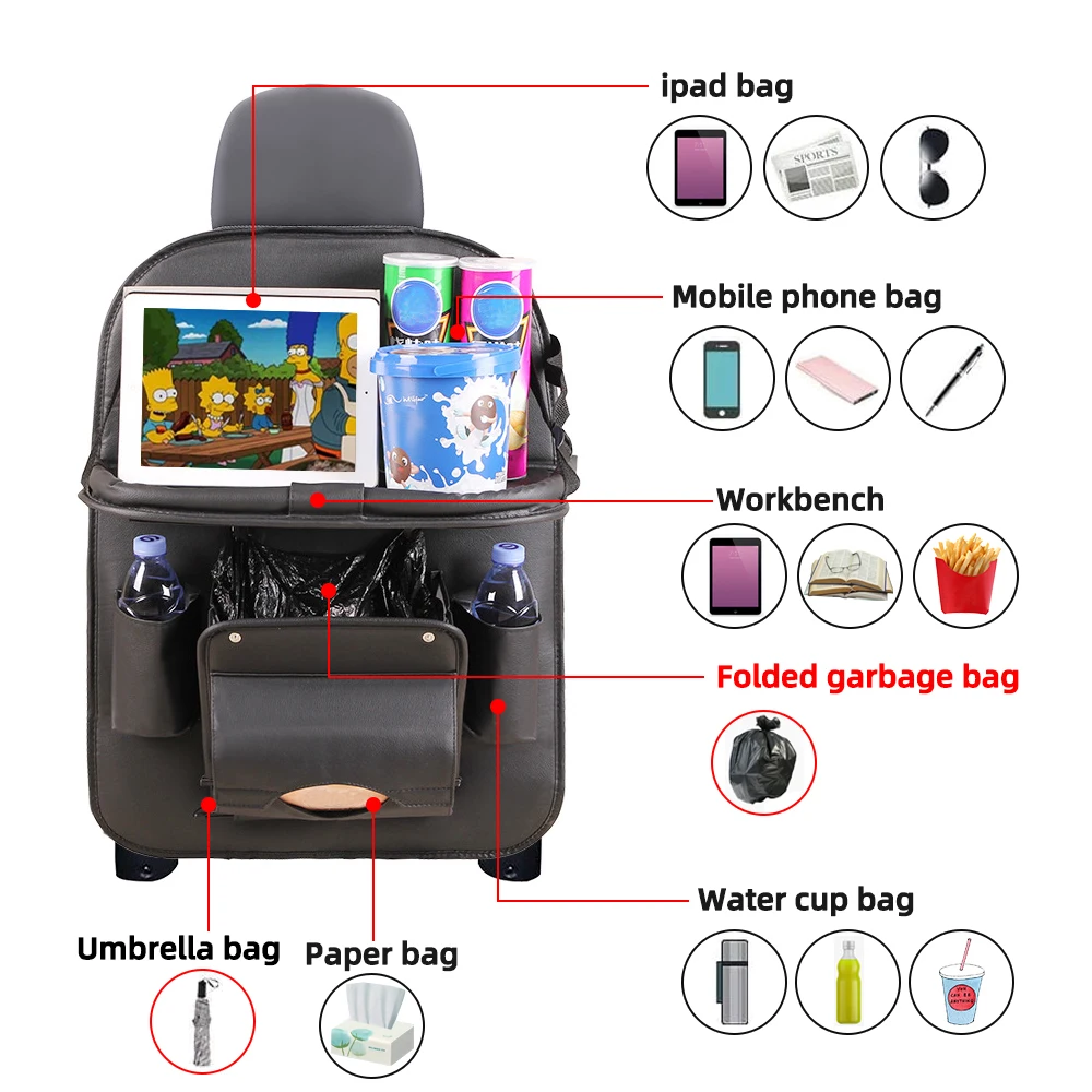 Органайзер для спинки автомобильного сиденья универсальный складной из