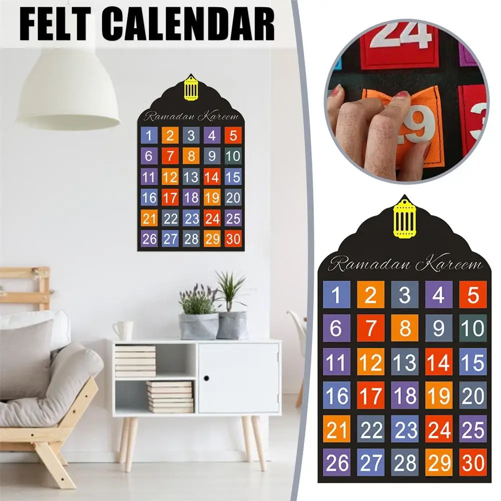 

Newest Eid Mubarak 30days Advent Calendar Hanging Felt Countdown Calendar Islamic Ramadan Decoration Eid Ramadan Mubarak Gifts