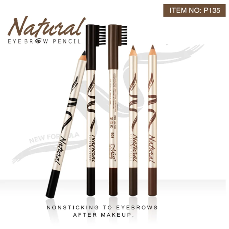 Двухголовый карандаш для бровей с кисточкой натуральный стойкий водостойкий