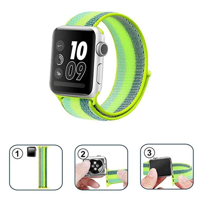 Нейлоновый спортивный кольцо ремешок для наручных часов Apple Watch серии 3/2/1 38 мм 42