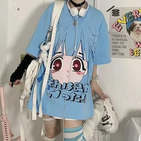 short sleeved female summer japanese kawaii new ins two dimensional cartoon printing round neck loose student shirt t shirt tide