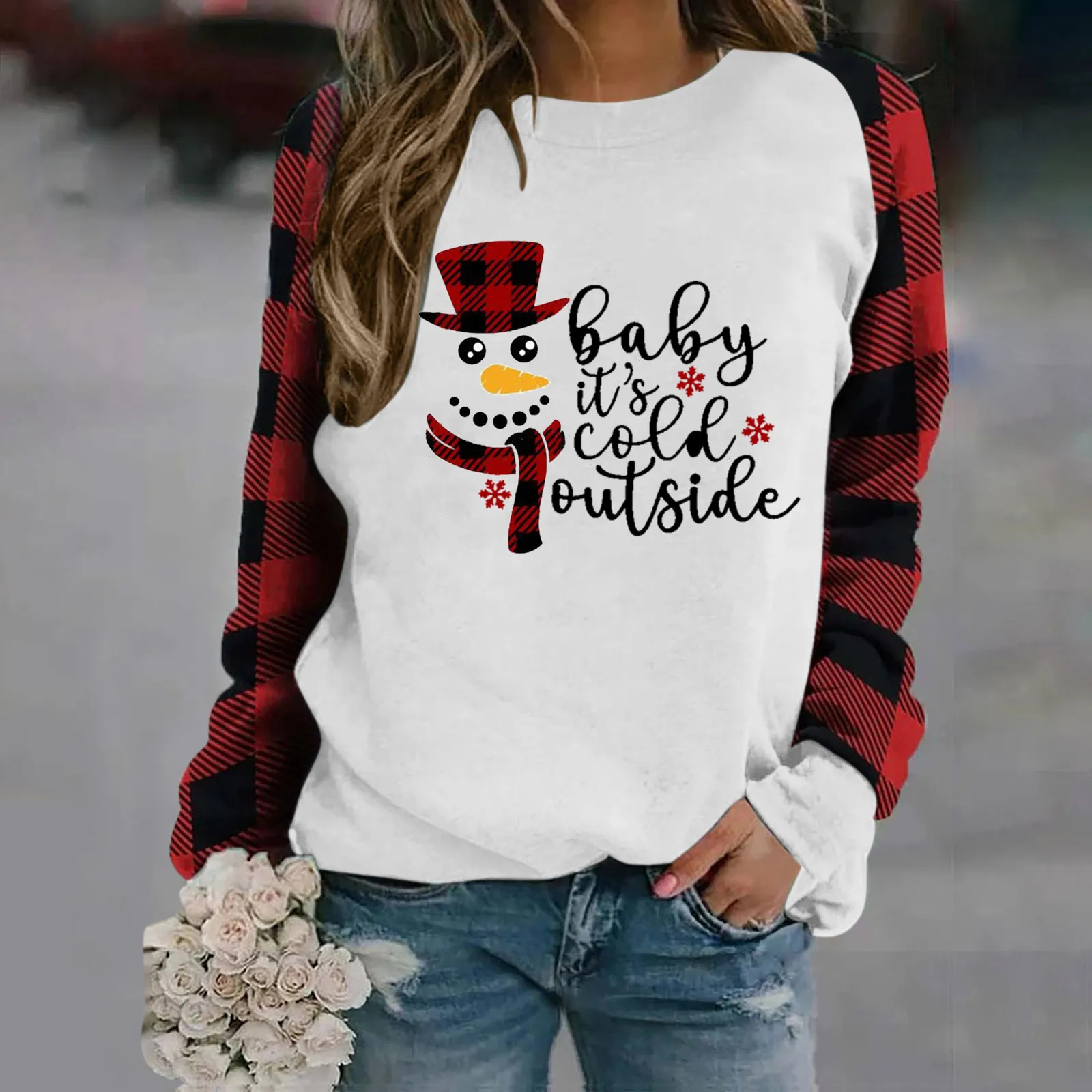 

Новинка, рождественские свитшоты с принтом Санта-Клауса, снеговика, женские толстовки, топ с капюшоном, пуловер, осенне-зимняя теплая толсто...