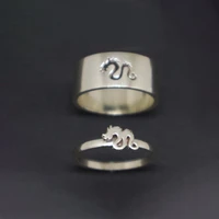 punk dragon couple ring set for women men cute little dinosaur ring fashion stainless steel statement women sweetheart ring