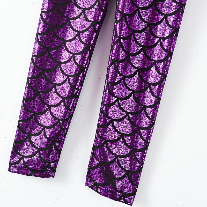 Леггинсы для девочек леггинсы русалка штаны Дети Цвет блестящие весы узкие детей