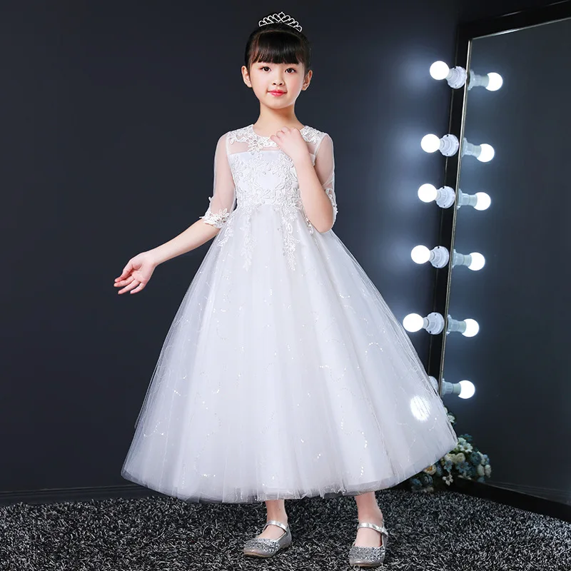 Элегантное недорогое Сетчатое платье с цветочным принтом для девочек платья