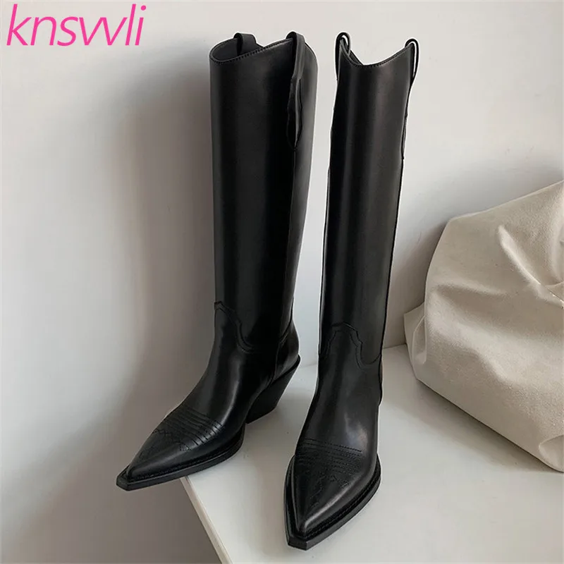 Новинка Острый носок Сапоги высотой до колена/женские модные ботинки