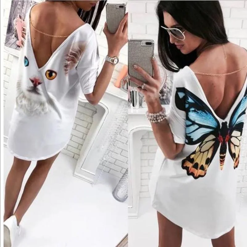 

Летняя женская одежда, сексуальное платье с глубоким V-образным вырезом на спине, женское повседневное облегающее платье-свитшот с коротким...