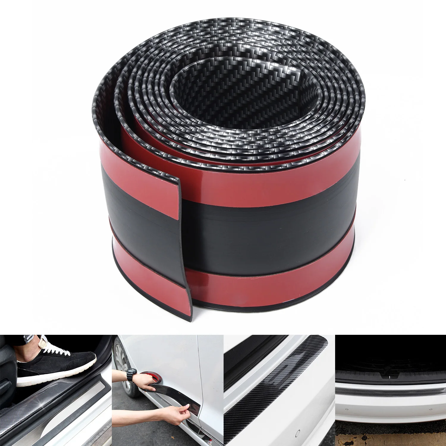 2 м * 70 мм Черный углеродного волокна стиль автомобиля литье отделка протектор