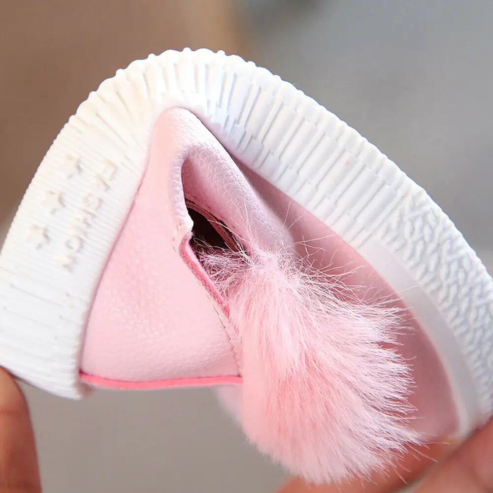 

Cute Hair Ball Shoes Newborn Baby Girls 21-23 Cm Baby Shoes Infant Toddler Solid Soft Crib Rabbit Autumn Winter Princess Shoes