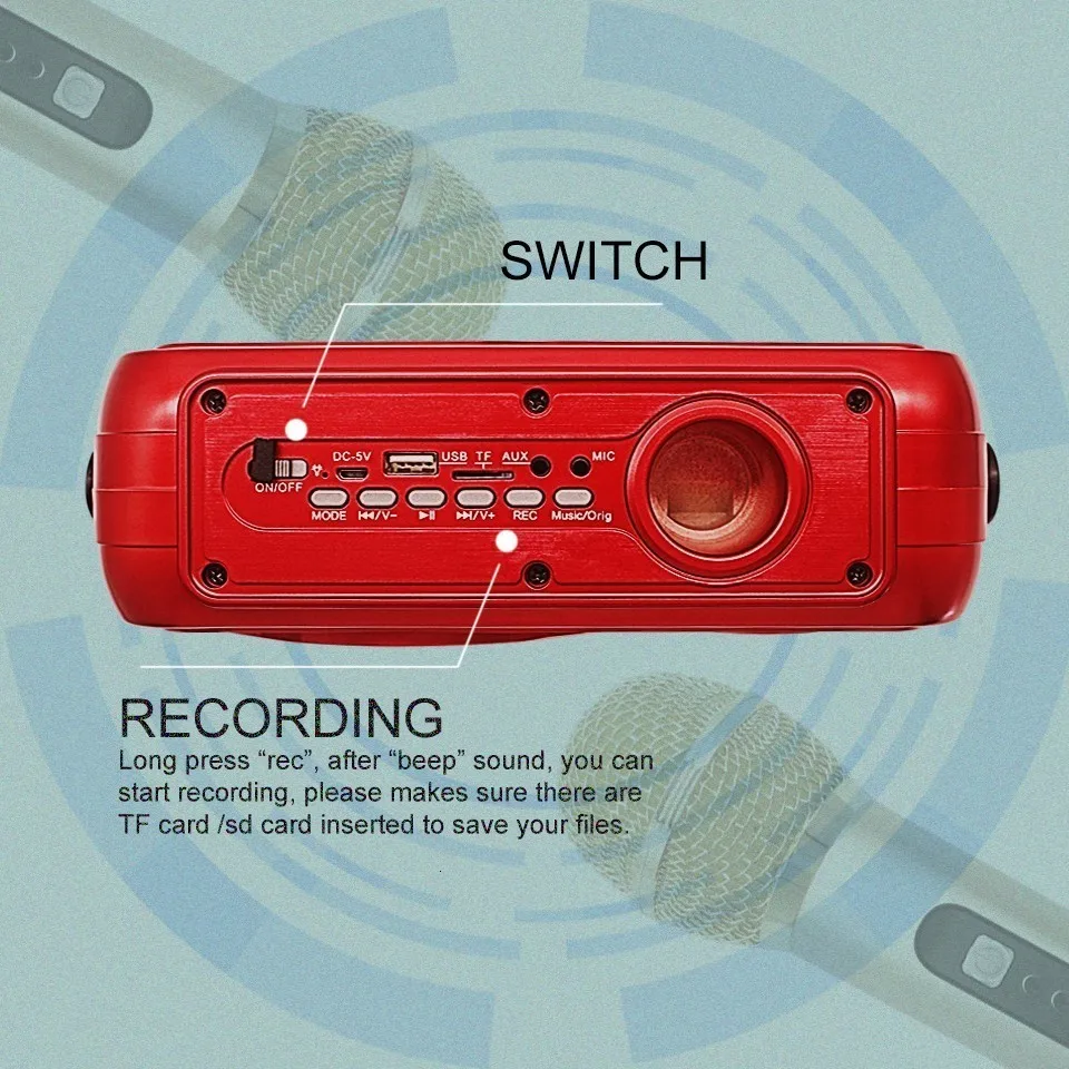 Bluetooth динамик с беспроводным микрофоном Fm радио портативный мобильный телефон караоке Набор K песня поддержка для Andirod Ios Телефон