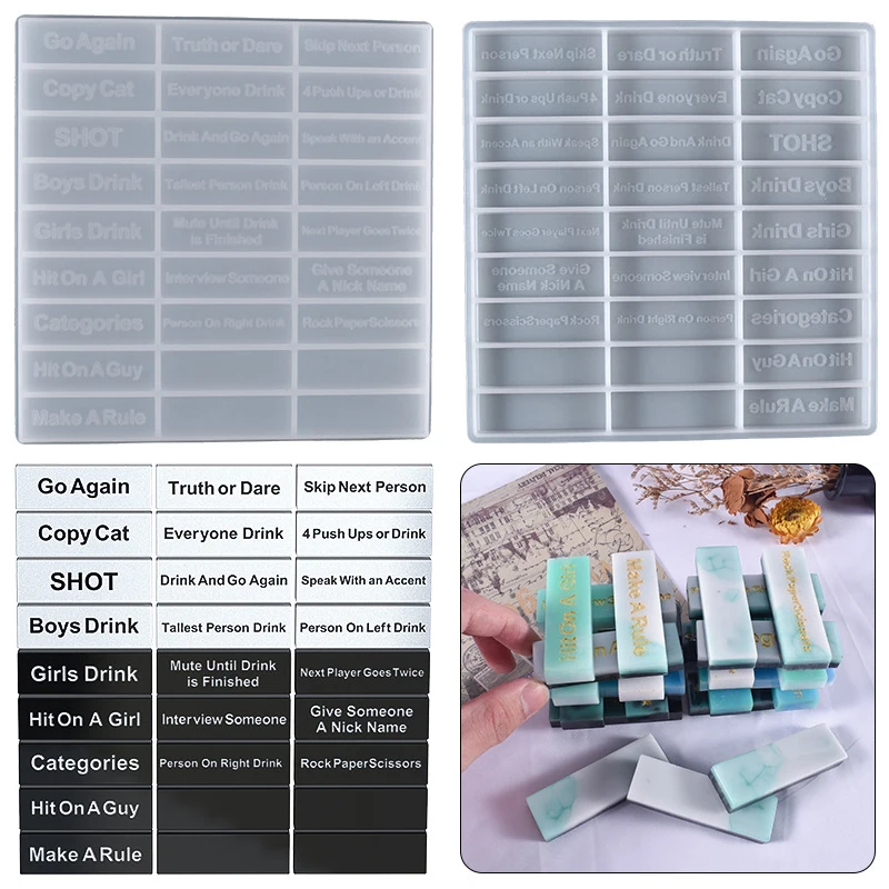 

Game Block Epoxy Resin Pouring Resin Mold Silicone DIY Epoxy Resin Mold for Family Party Game Night Family Party