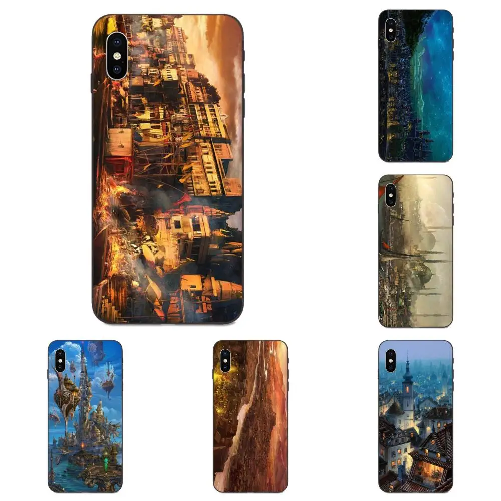 Пастельные фэнтези обои с изображением города для Apple iPhone 11 X XS Max XR Pro 4 4S 5 5S SE 6 6S 7 8