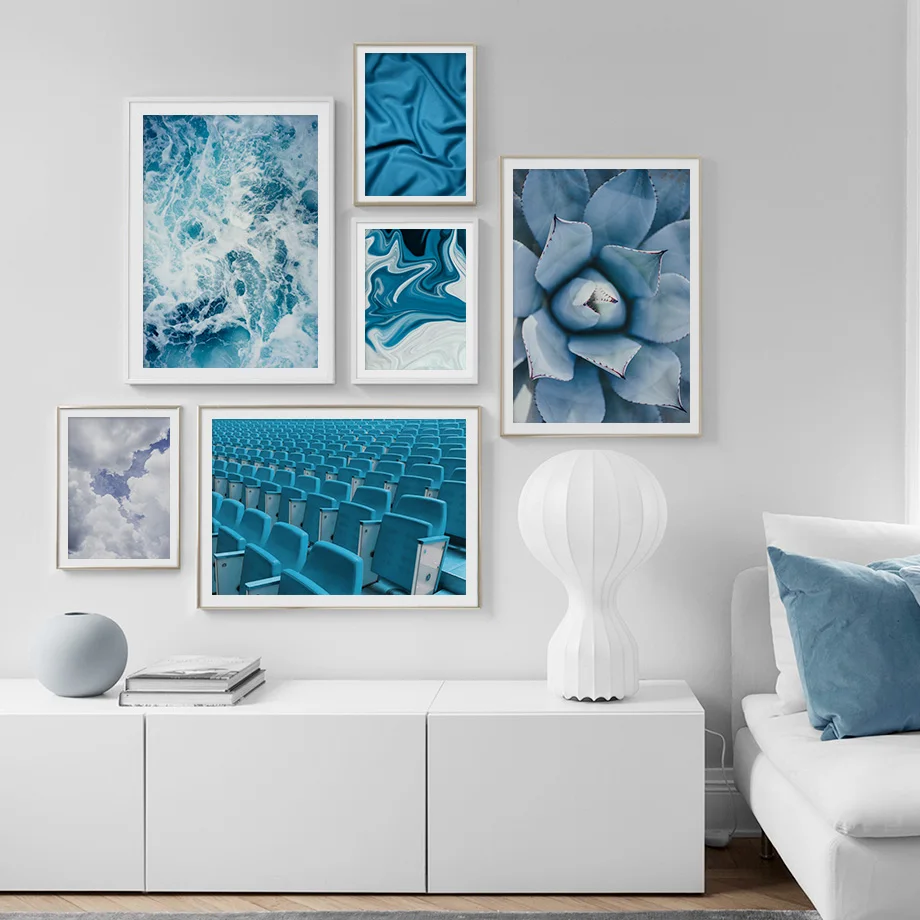 Синий стул для двора суккуленты плакаты с морской волной и принт настенное