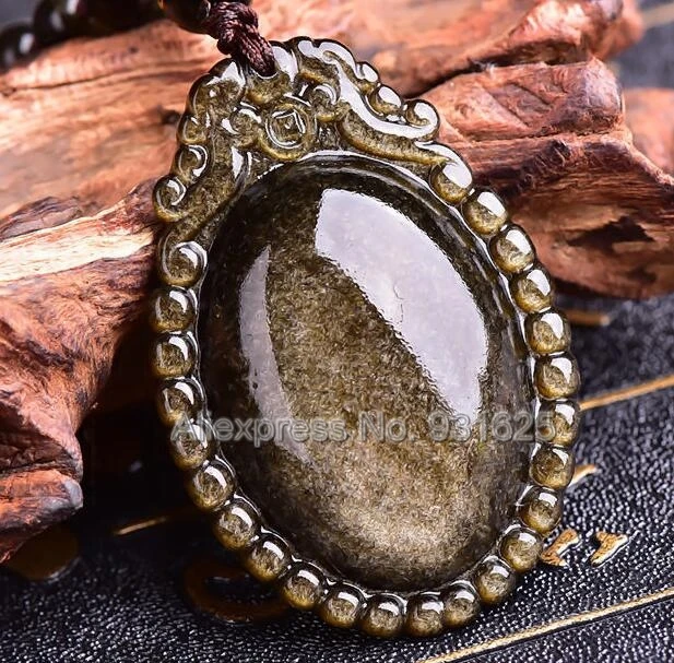 

Beautiful Natural Gold Obsidian Carved Chinese PiXiu Dragon Blessing Lucky Amulet Pendant + free Beads Necklace Fashion Jewelry