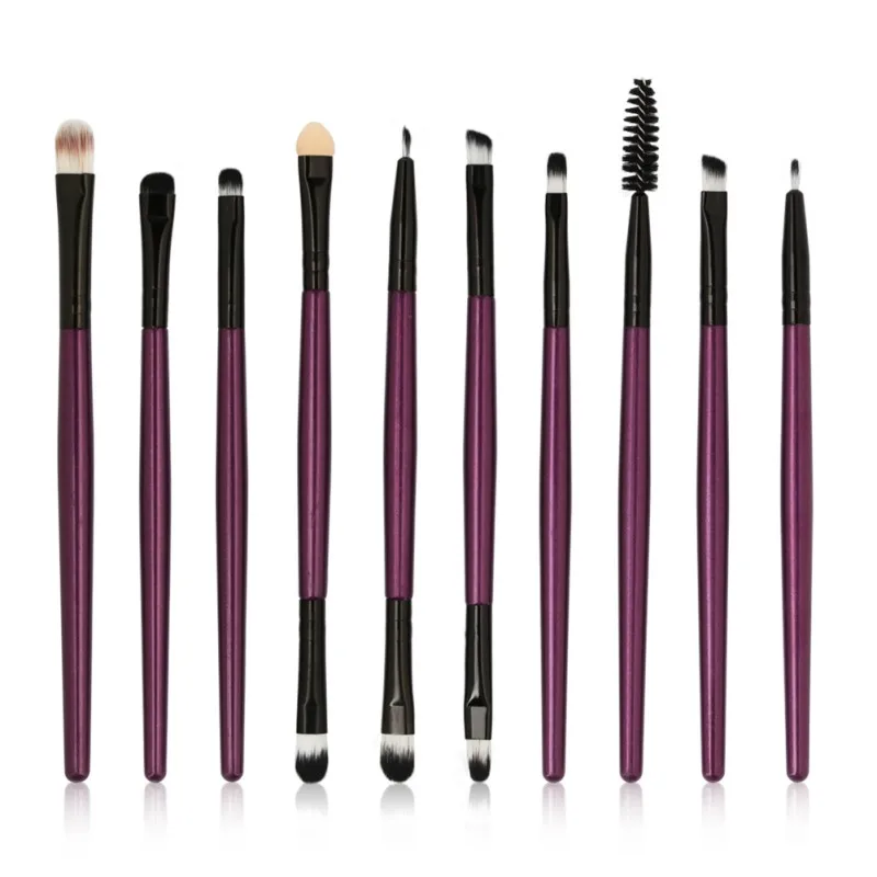 

10 Pcs High Quality Professional Makeup Brushes Set Eye Shadow Eyelashes Eyebrow Foundation Toiletry Kit Full Size Makeup Tools