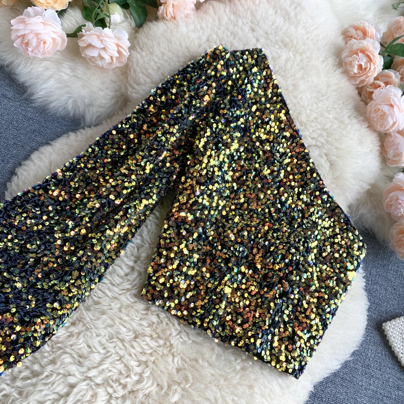 Дизайнерские односторонние приталенные топы с открытыми плечами и пышными