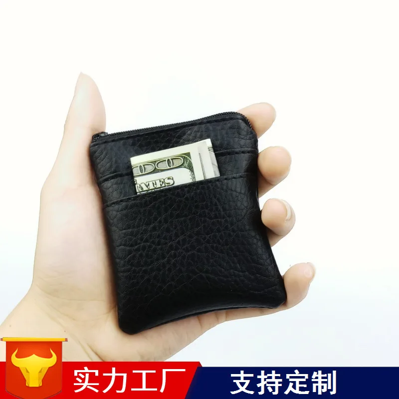 Маленький кошелек из искусственной кожи на молнии мужской бумажник для мелочи