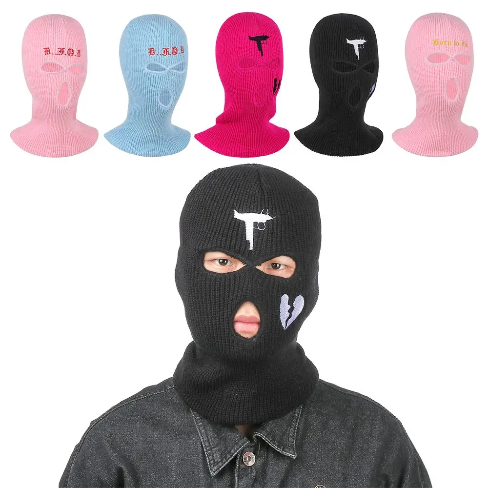 

Маска с вышивкой на Хэллоуин, велосипедная теплая шляпа, зимние осенние шапки, вязаные облегающие шапки, женские облегающие шапки, шапка с т...