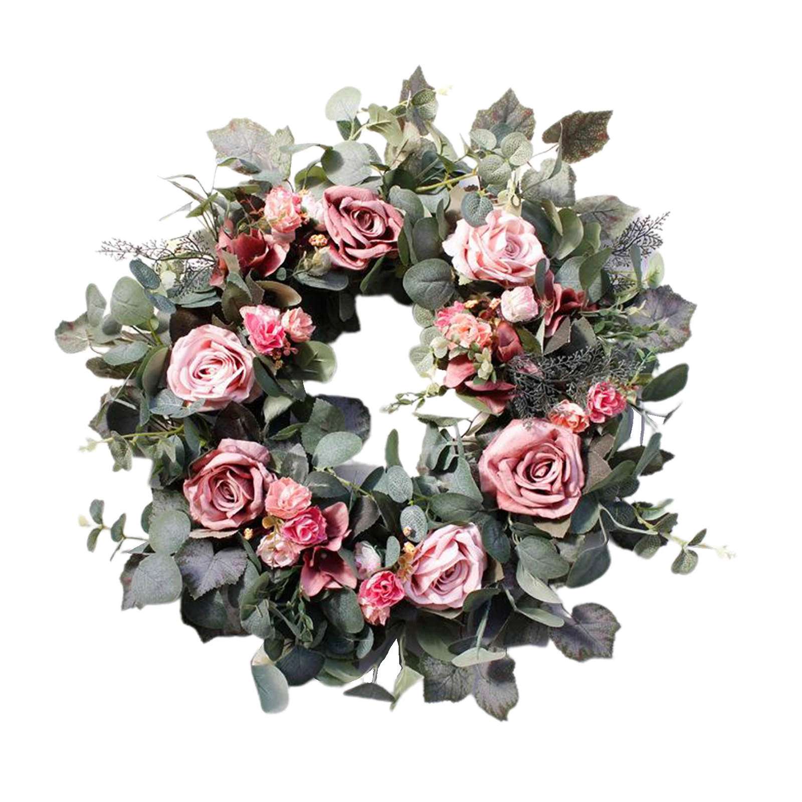 

22'' Artificial Rose Flower Wreath Garland Indoor Front Door Decorations