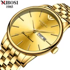 Роскошные мужские часы NIBOSI из нержавеющей стали, водонепроницаемые кварцевые часы с хронографом и кожаным ремешком, деловые наручные часы, мужские часы