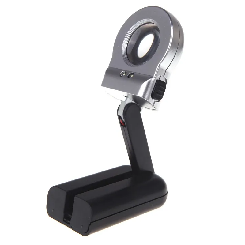 

16x 30mm LED Illuminated Magnifier Magnifying Glass Loupe Folding Stand Handheld Portable Pocket