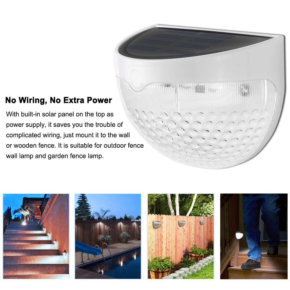 

Led Solar Power Wall Light Fence Post Lighting Wall Mount Outdoor Garden Path Waterproof Landscape Yard Lamp