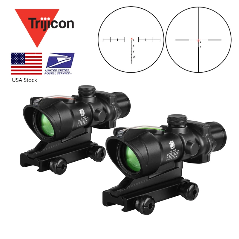 Trijicon ACOG 4X32 оптика из настоящего Волокна Красная точка с подсветкой шеврон стекло травленая сетка тактический оптический прицел охотничий прицел
