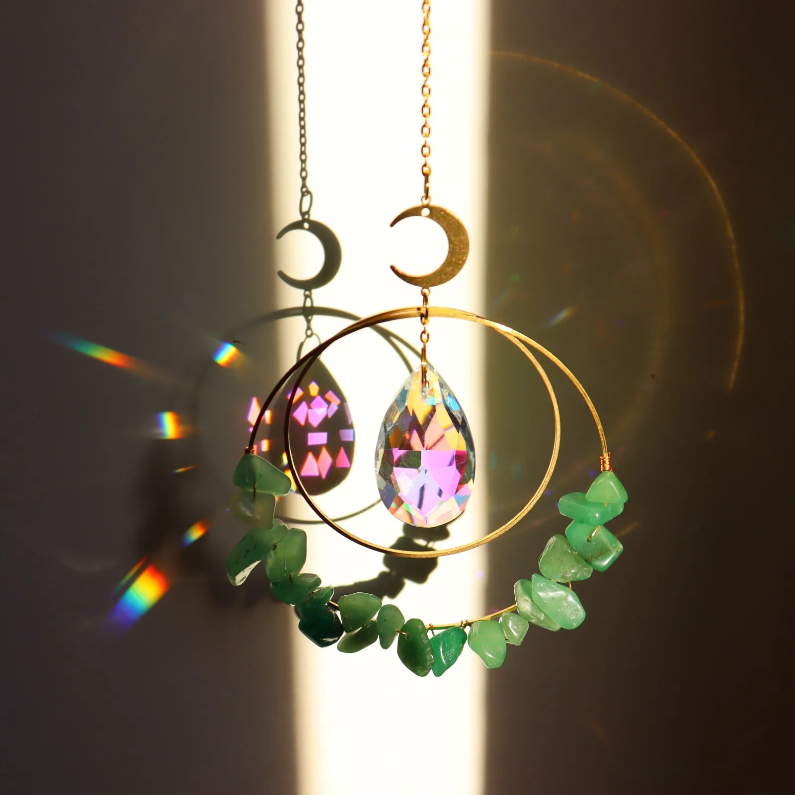 1 шт. розовый кварц и маленький лунный оттенок с Луной кристаллом радуги Высокое