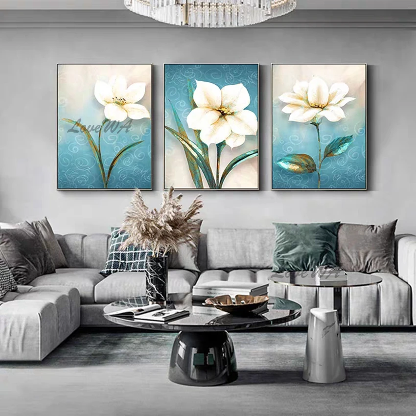 Без рамки ручная роспись абстрактный 3 шт цветок картина маслом холст