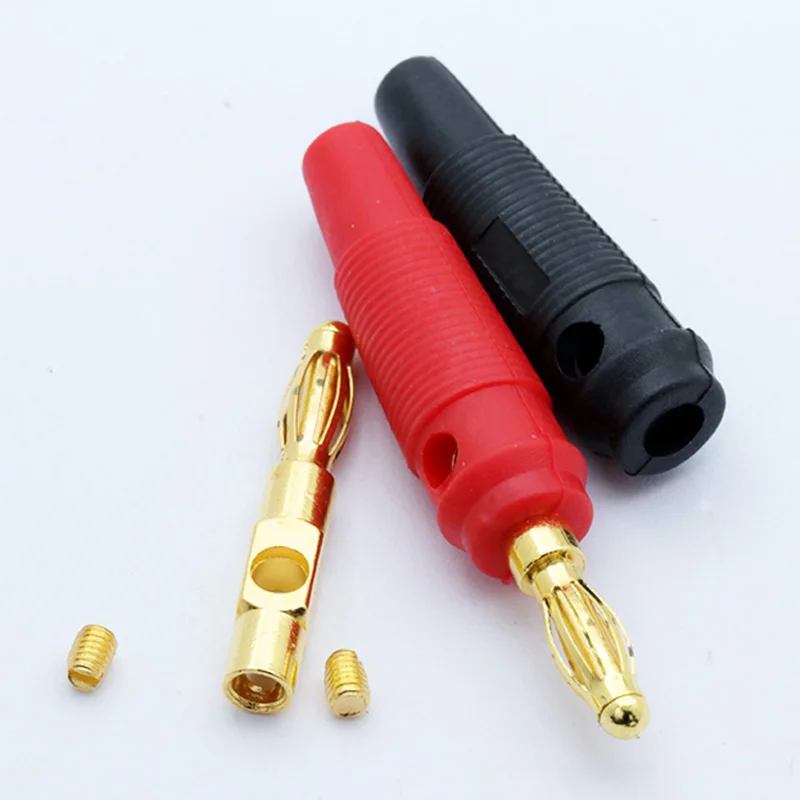 

100pcs/lot 4mm Banana Plugs Gold Plated Audio Speaker Cable Wire Pin Banana Plug Connectors Wholesales